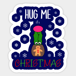 Hug Me It's Christmas - Hybrid Cactus In Gingerbread Man Pot Sticker